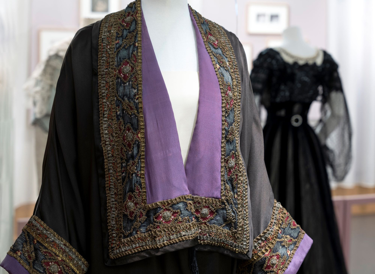 The dresses at the 'Out Shopping' Exhibition after conservation