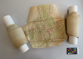 book and paper map scroll 2. Courtesy of the Thuringia State Archives, Photo by Tara Laubach, Zentrum für Bucherhaltung, Leipzig (2).JPG